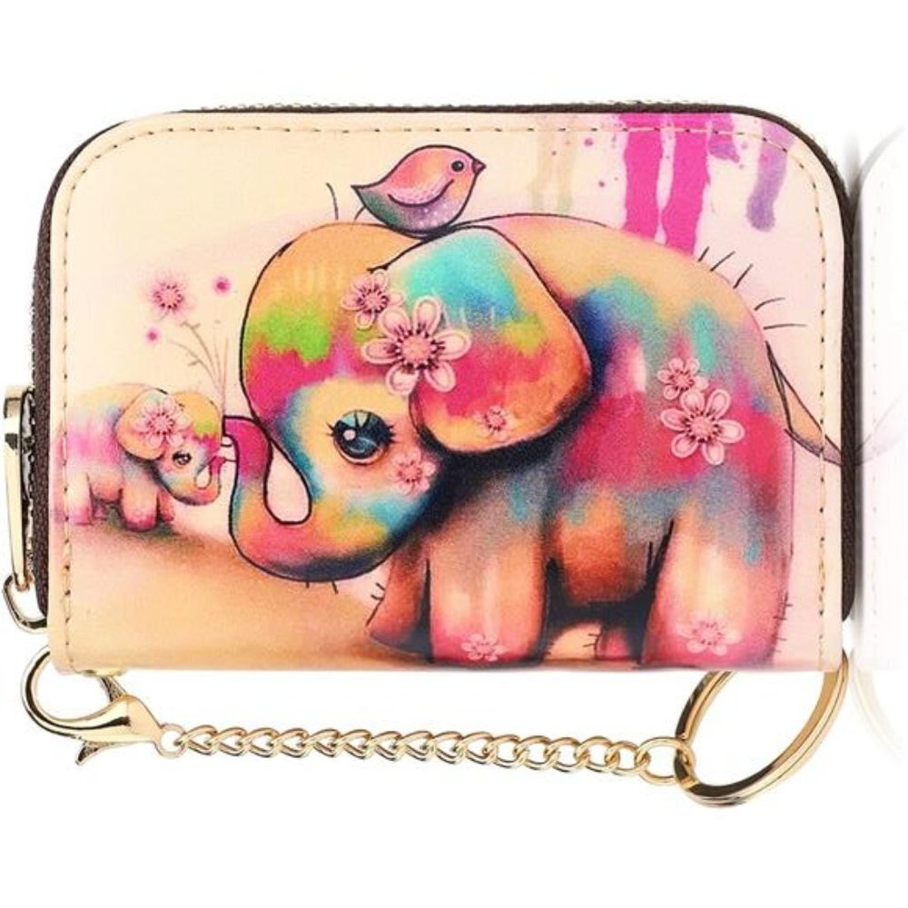 Credit Card Holder Wallets Zipper Card Case for Ladies Keychain Wallet
